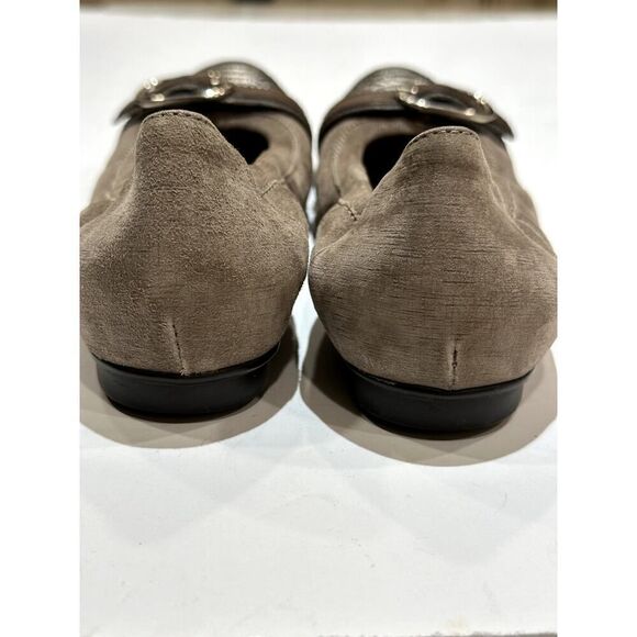 AGL Women's Reptile Print Suede Leather Ballet Flats Taupe Size 37 - Picture 8 of 13